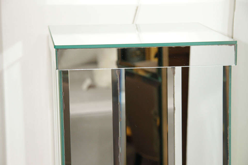 Skyscraper Style Mirrored Pedestal with Hand-Beveled Panels 1